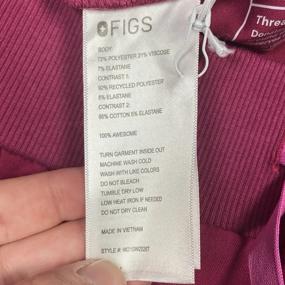 Figs Scrub Pants Women's XXS Tall Boston Slim Jogger NWT Medical Dark Pink